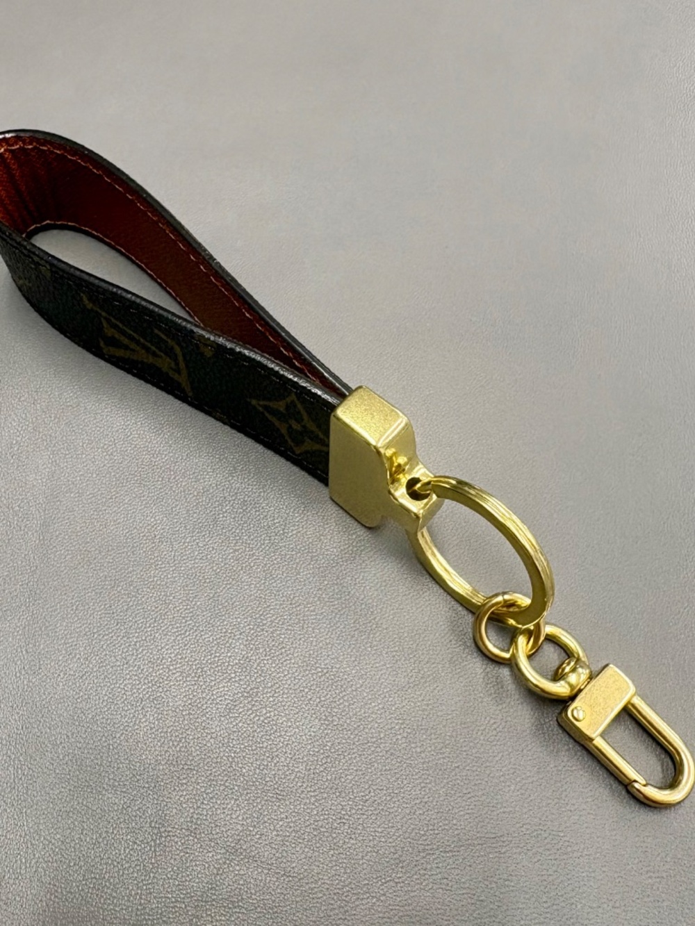 LV Canvas, Leather, Brass Keychain Keyfob - Picture 3 of 3